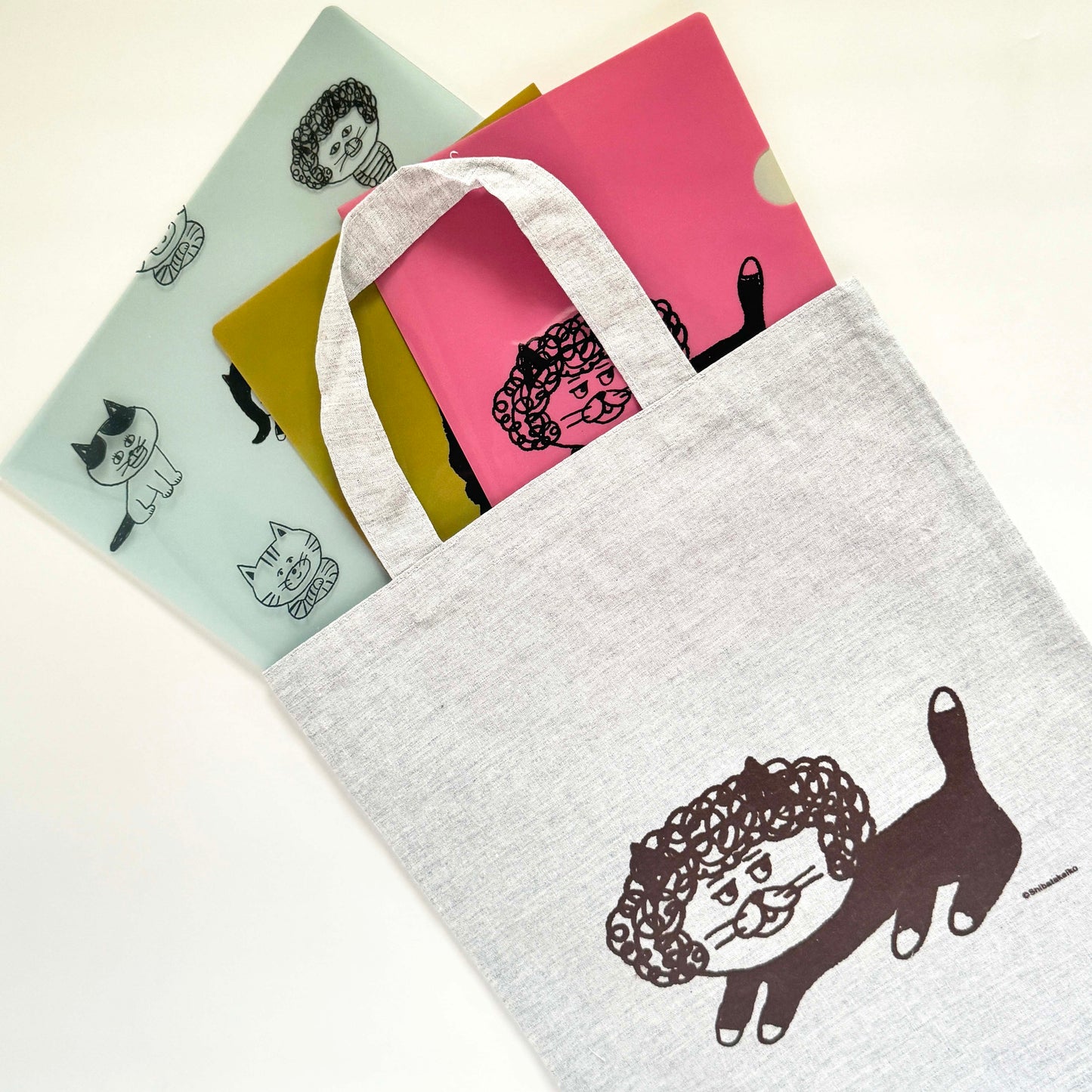 柴田ケイコ×水縞 エコバッグ カツラねこ パーマ (3入)