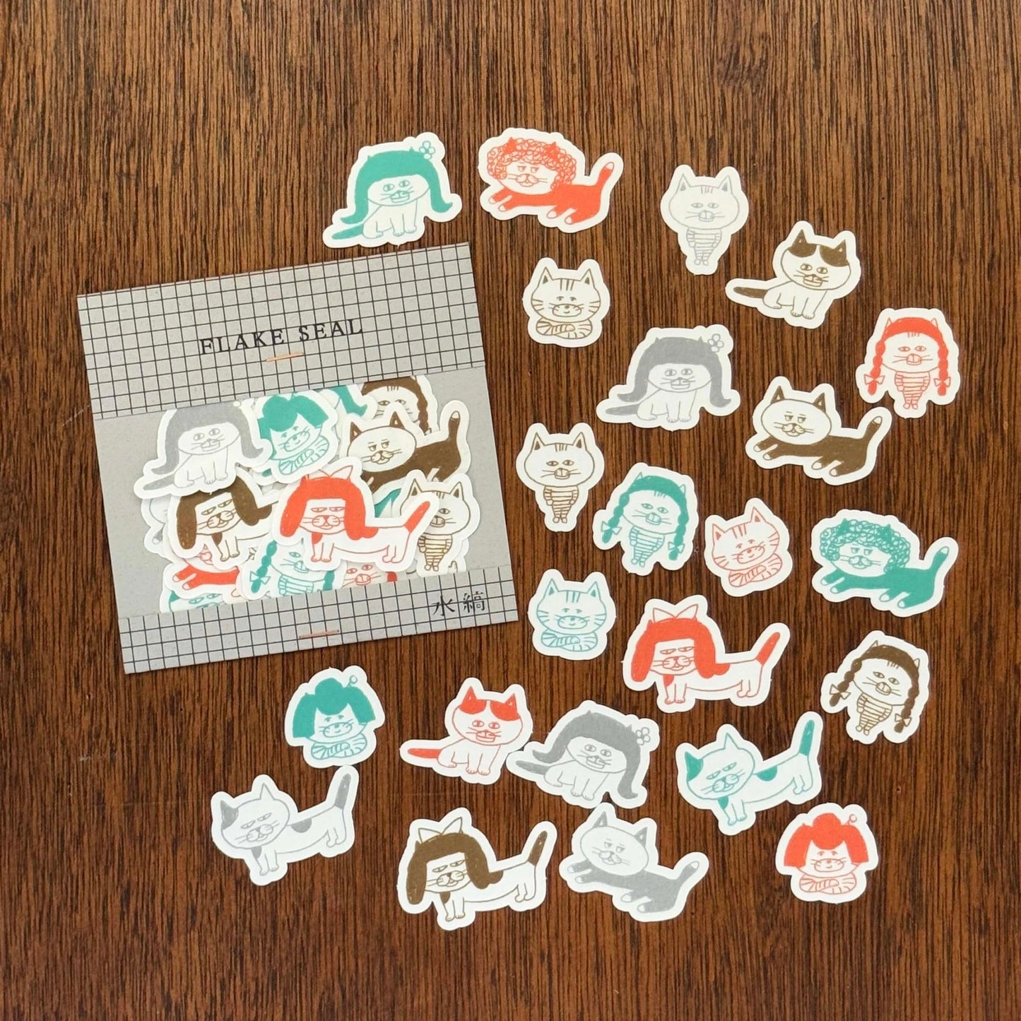 柴田ケイコ×水縞 フレークシール カツラねこ (5入)