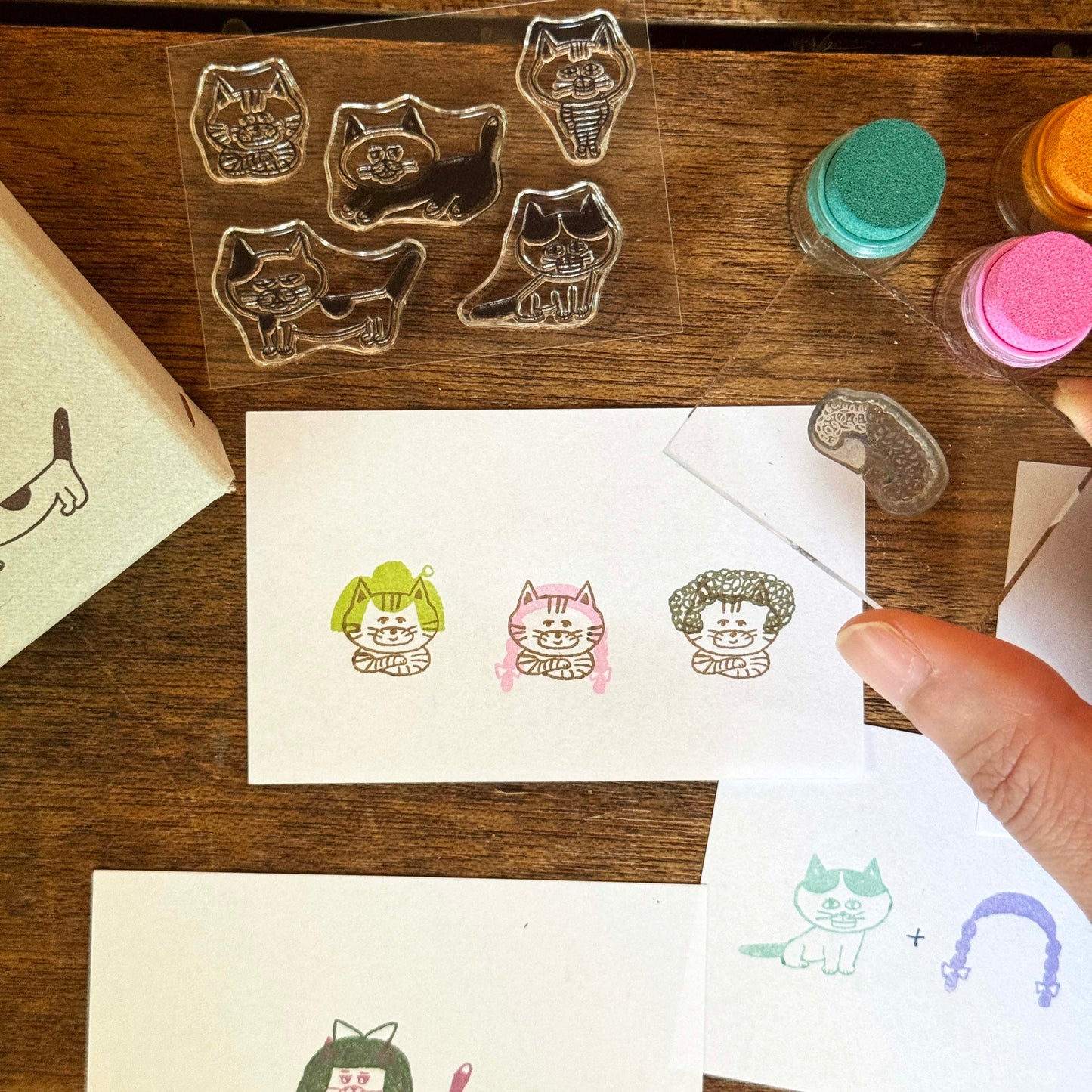 柴田ケイコ×水縞 自在ハンコ ボックス 図案セット カツラねこ (2入)