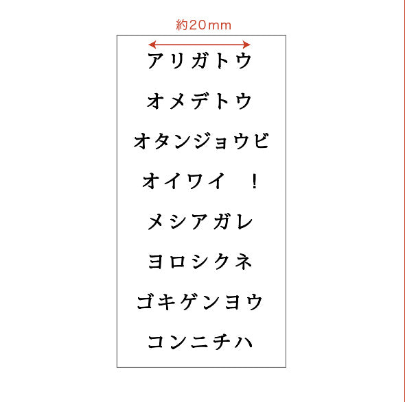 自在ハンコメッセージシート カタカナ M 横書き (2入)