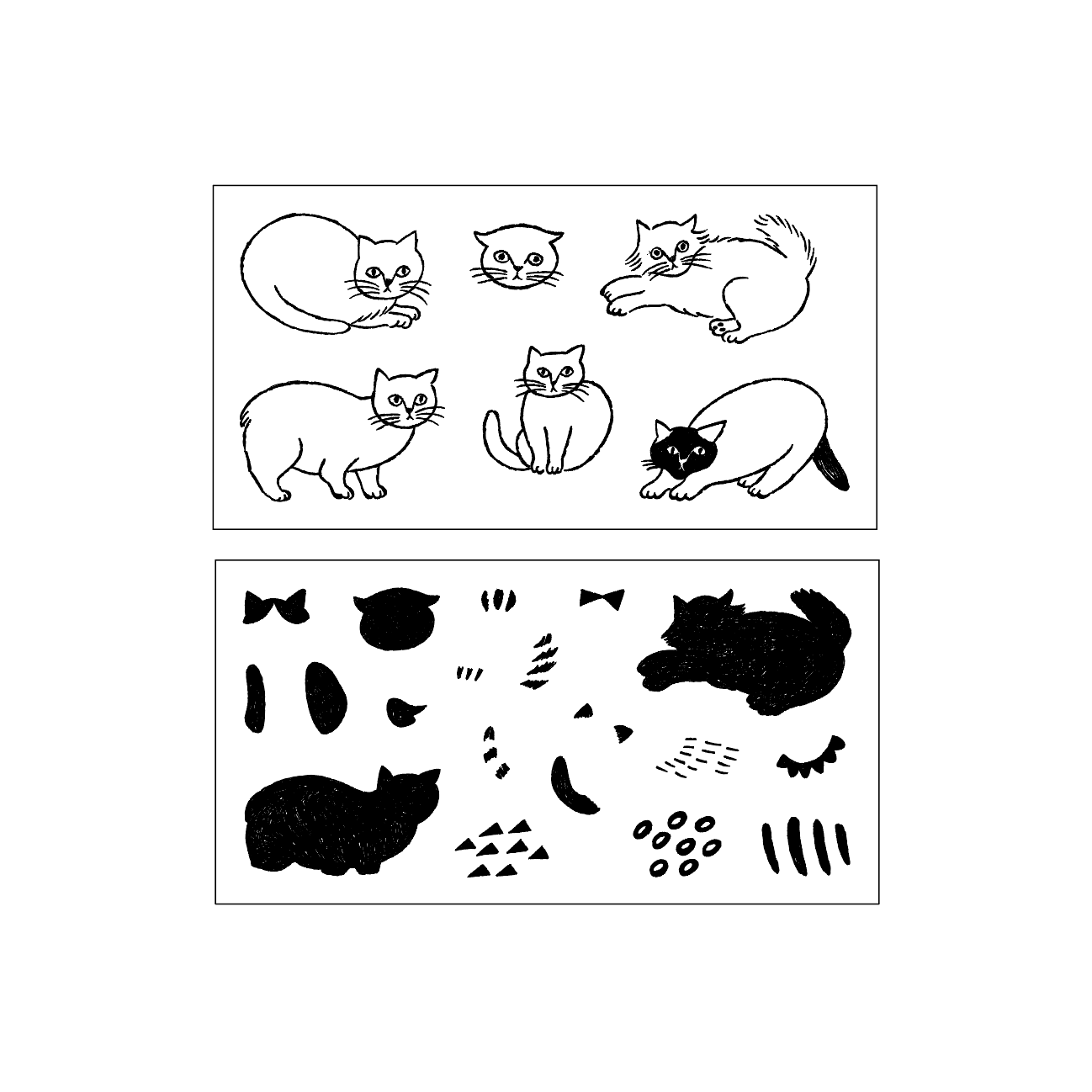 松尾ミユキ×水縞 自在ハンコ ボックス ぬりえセット 小動物 猫 (2入)