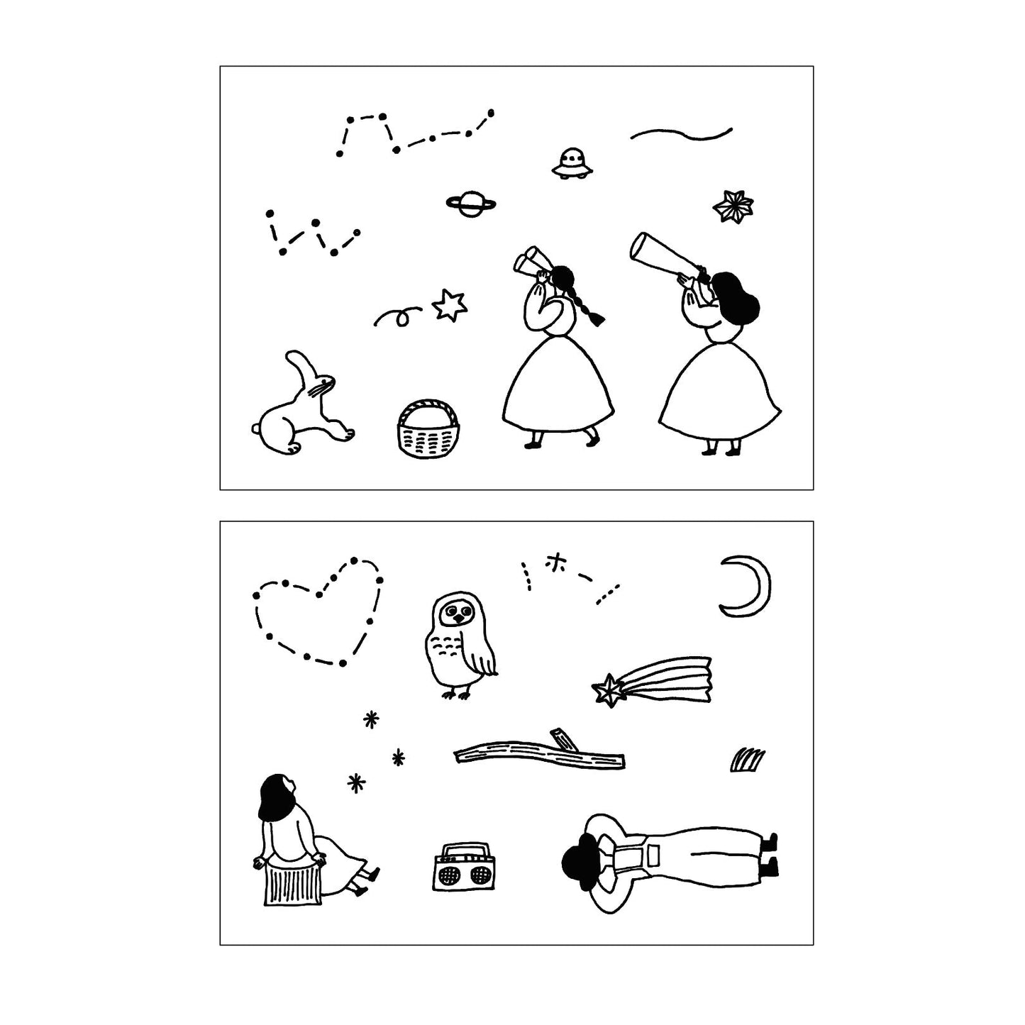 ネクタイ×水縞 自在ハンコ ボックス 図案セット 星を探して (2入)