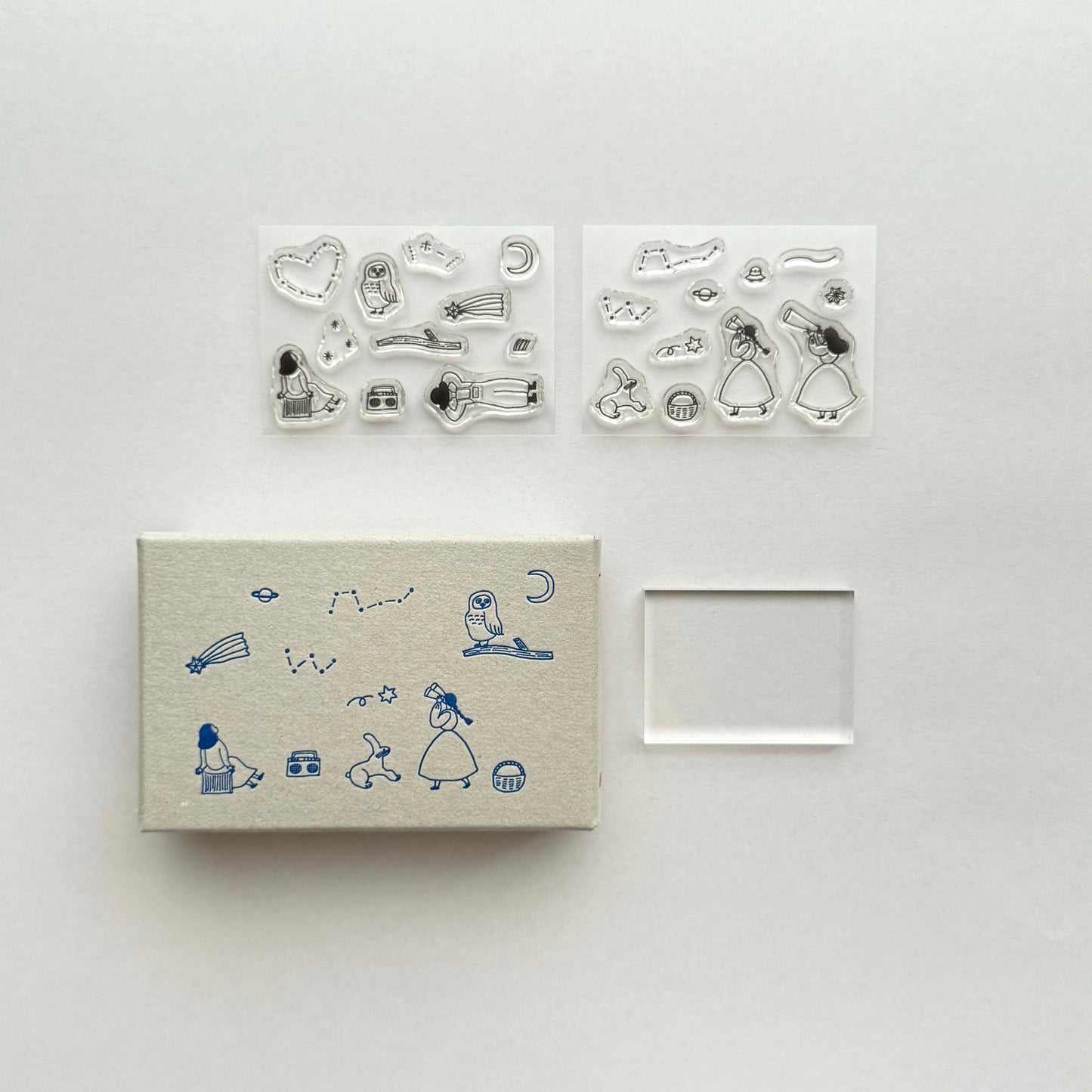ネクタイ×水縞 自在ハンコ ボックス 図案セット 星を探して (2入)