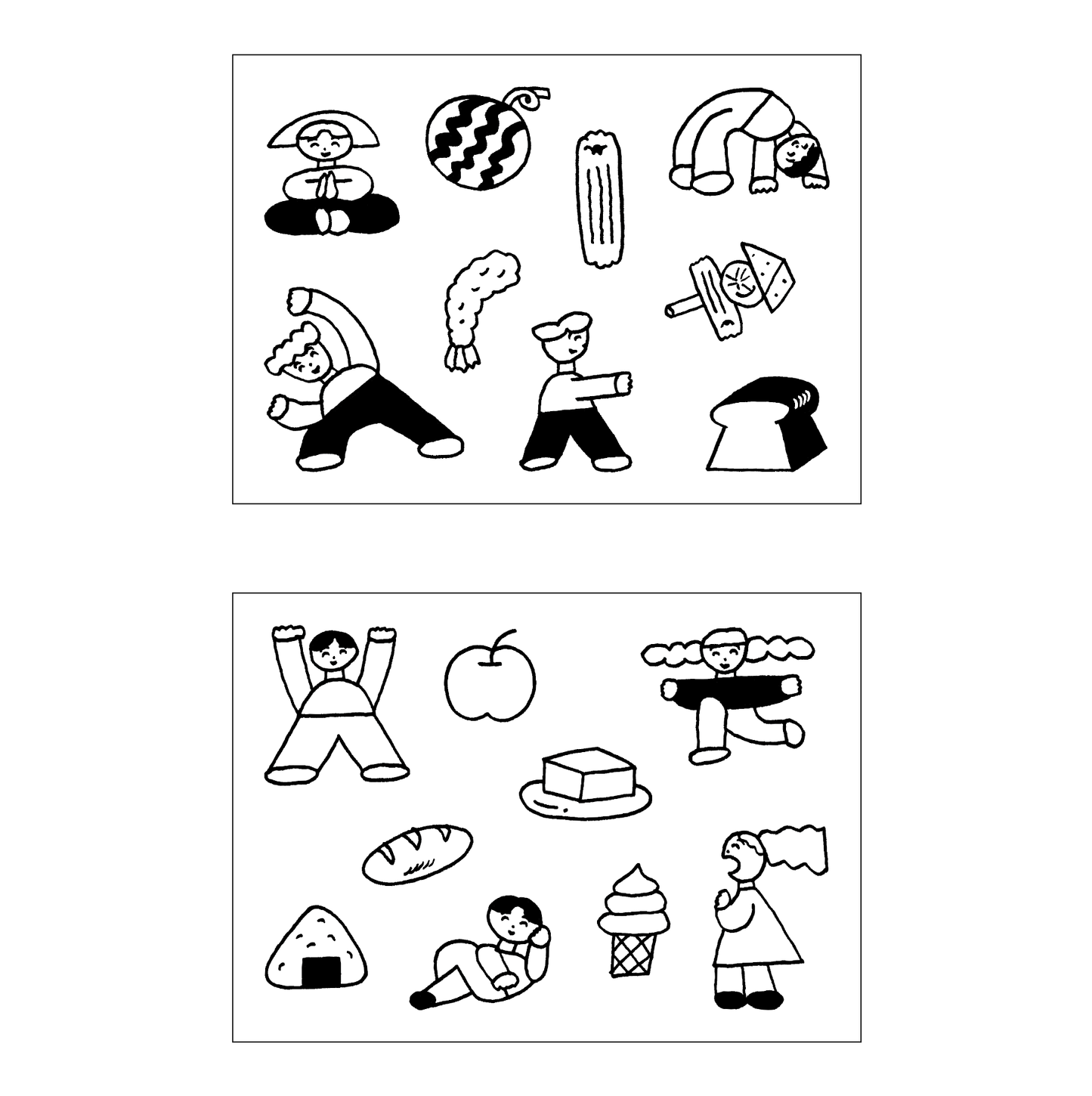 Nishiwaki Tadashi x Mizushima Free Stamp Design Set People and Food (2 pcs)
