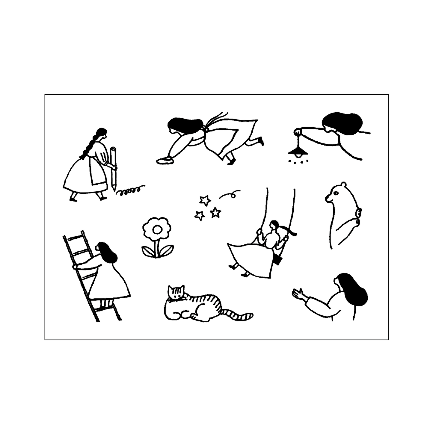 ネクタイ×水縞 自在ハンコログ 手帳盛り上げ隊 女の子 (2入)