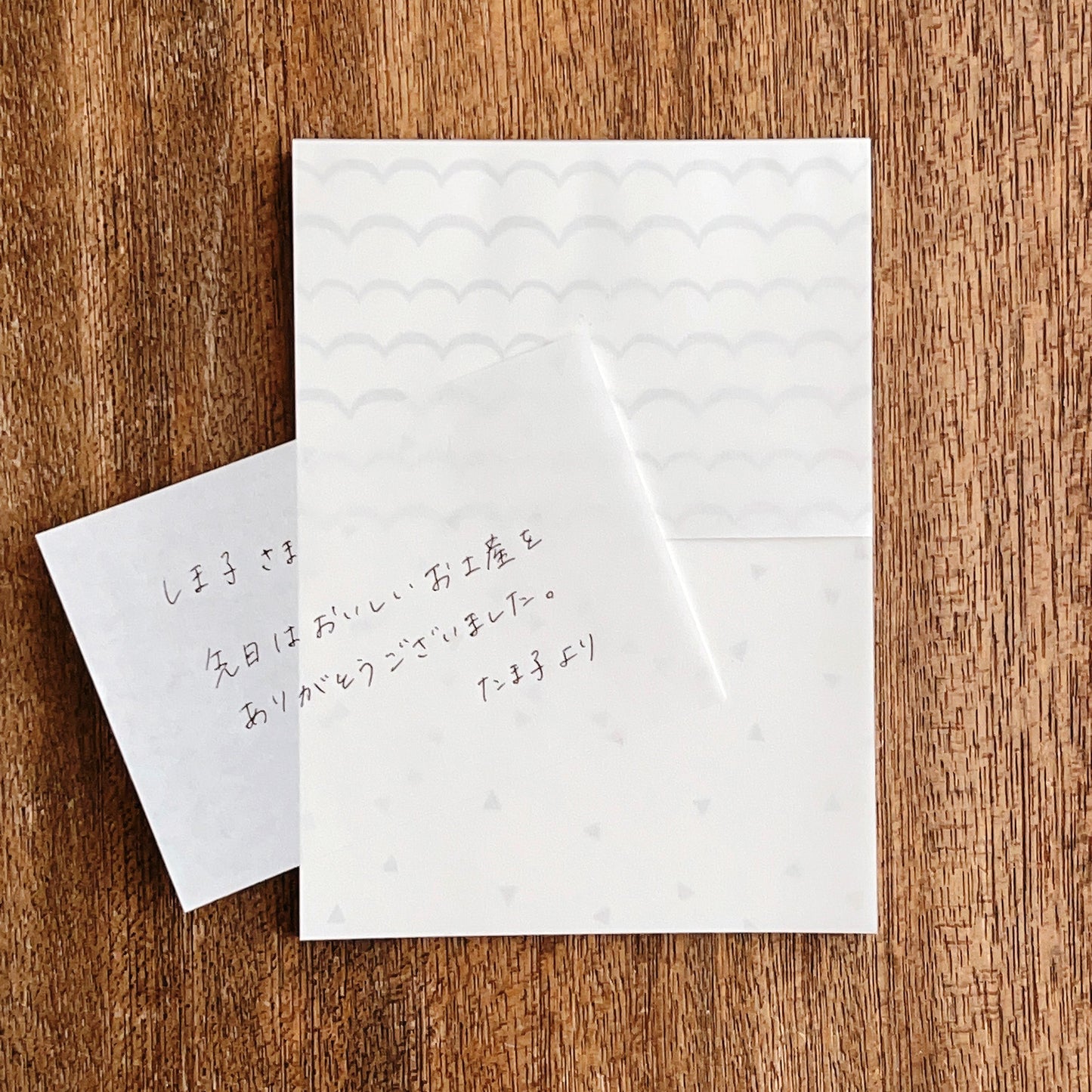 ミシン目はんぶんこメモパッド 波×三角 グレー (5入)