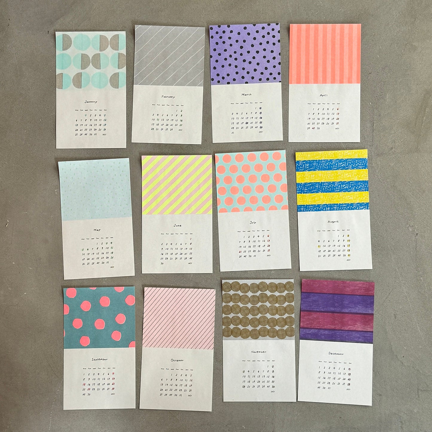 Polka dots and stripes calendar 2025 (3 pcs)