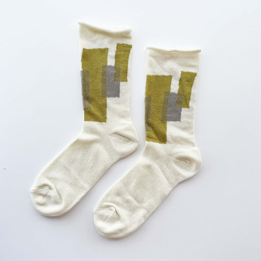 salvia × 水縞 ふんわりくつした テープ アイボリー