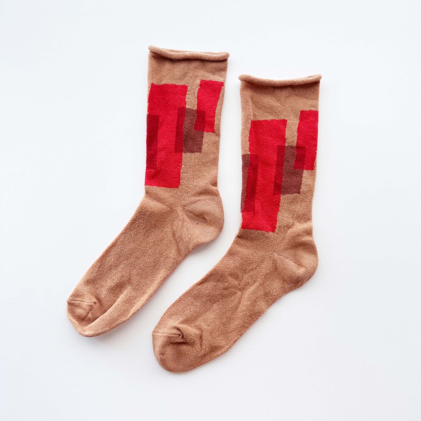 salvia × 水縞 ふんわりくつした テープ ブラウン