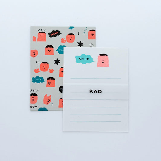iwahanko.×水縞 ちいさなレターセット かお
