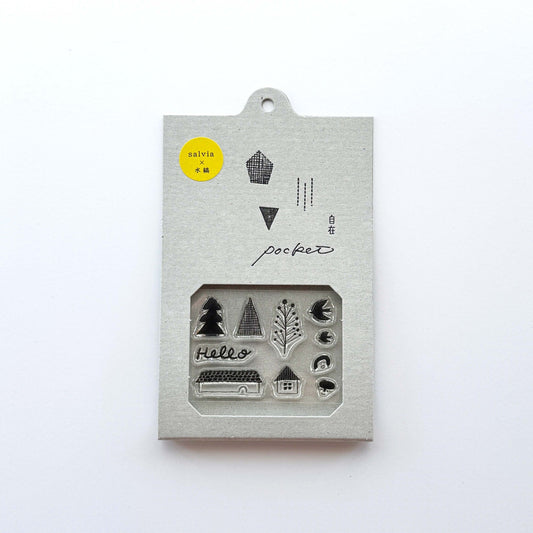 salvia × mizushima JIZAI Clear Stamp POCKET Hello