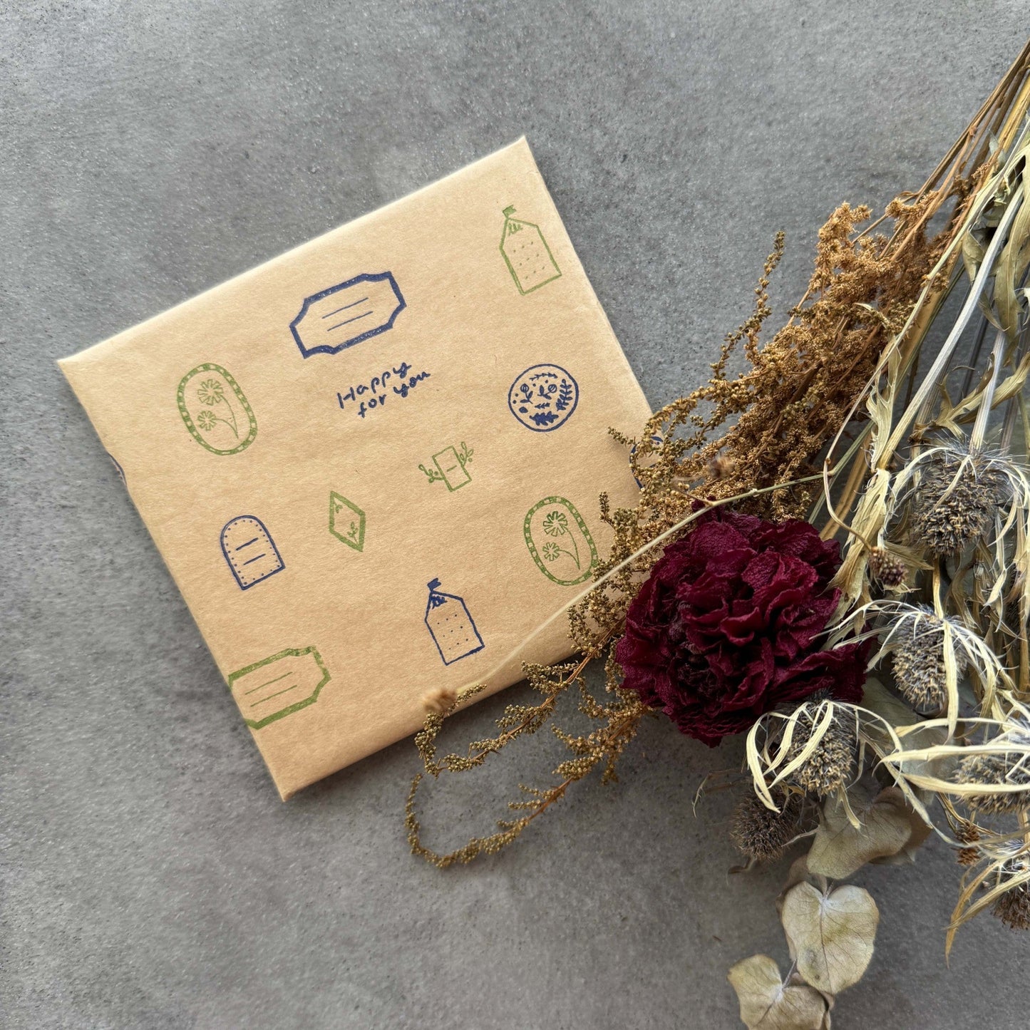 salvia × 水縞 自在ハンコ ポケット Happy For You