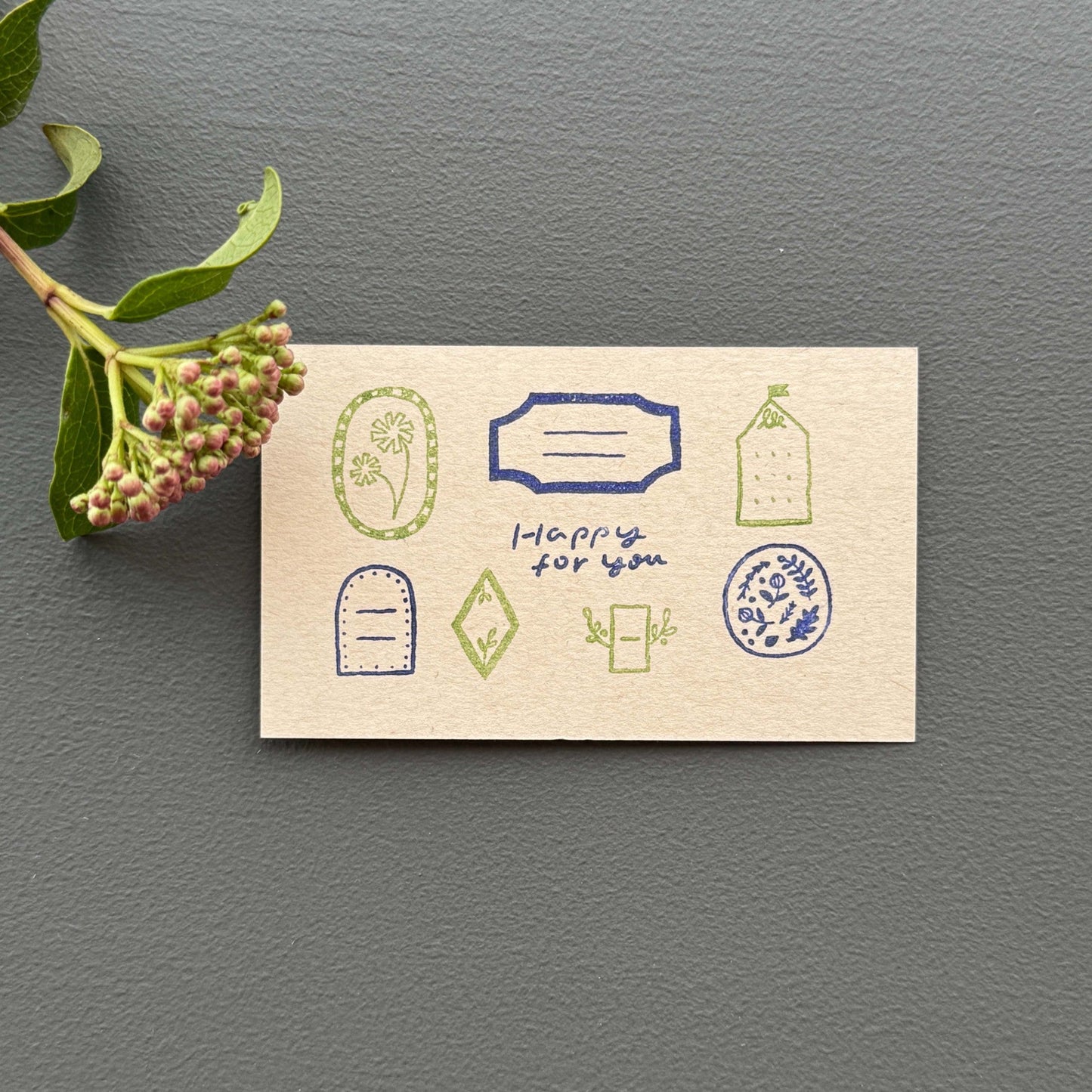 salvia × 水縞 自在ハンコ ポケット Happy For You