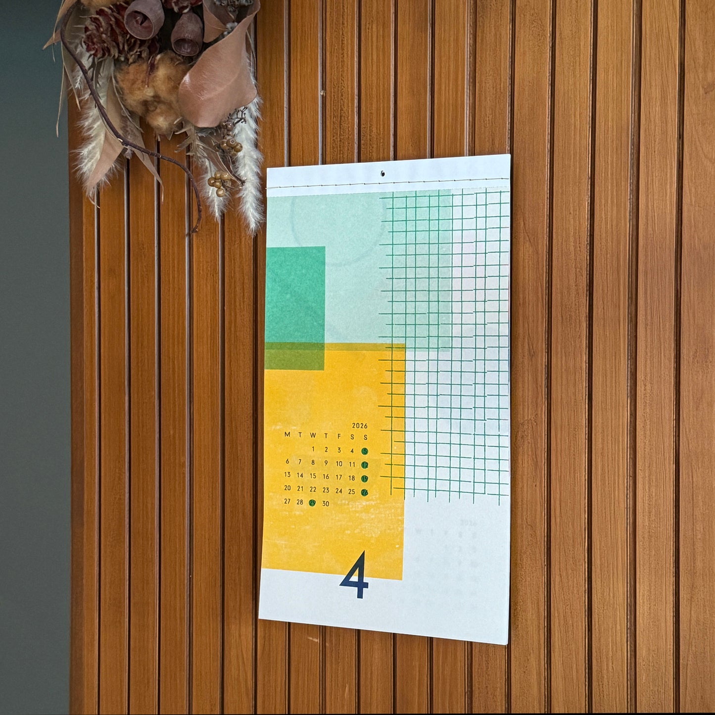 水縞模様カレンダー 2026