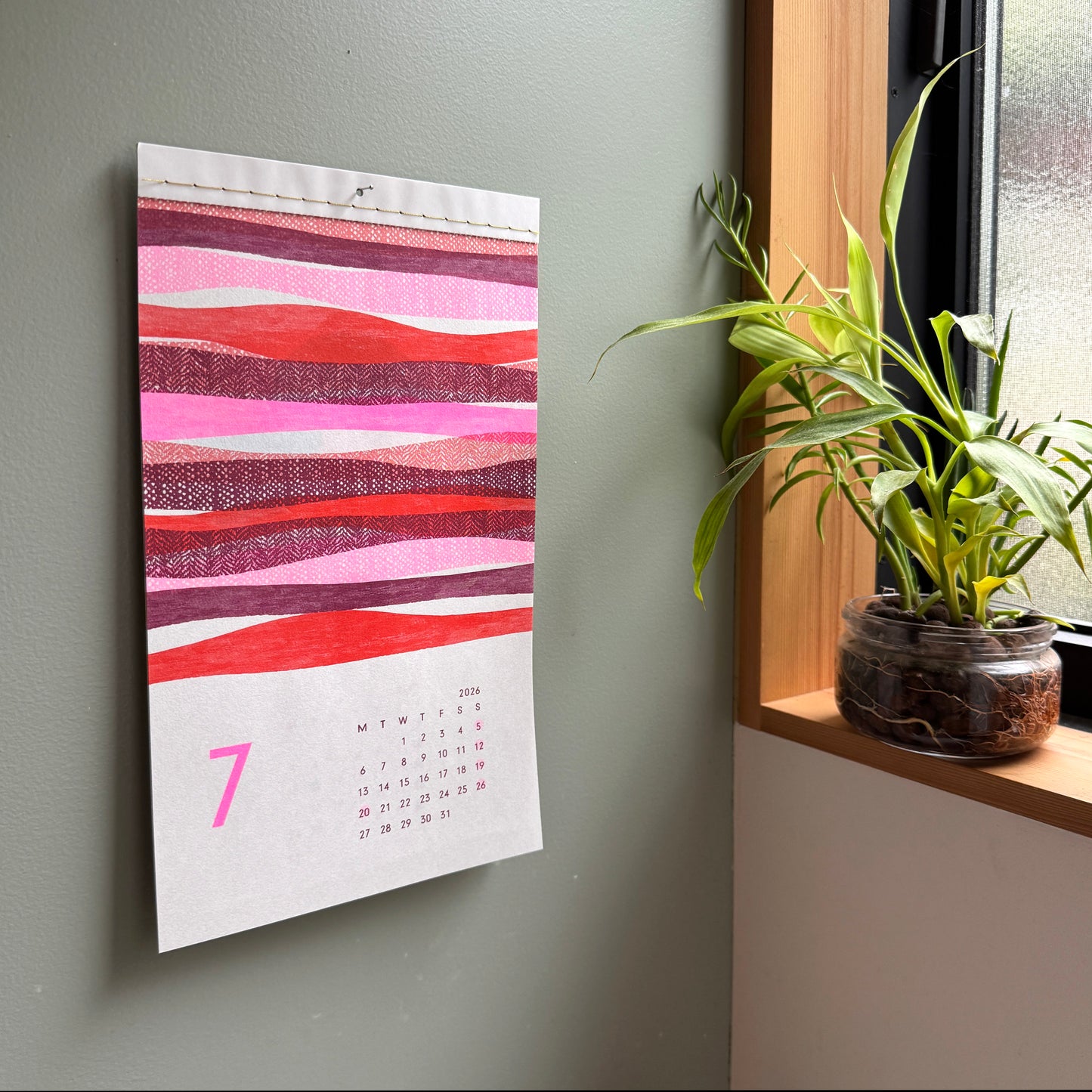 水縞模様カレンダー 2026